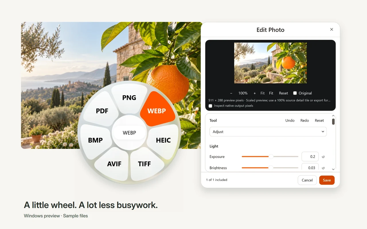 The native Citrus conversion wheel beside the Edit Photo window